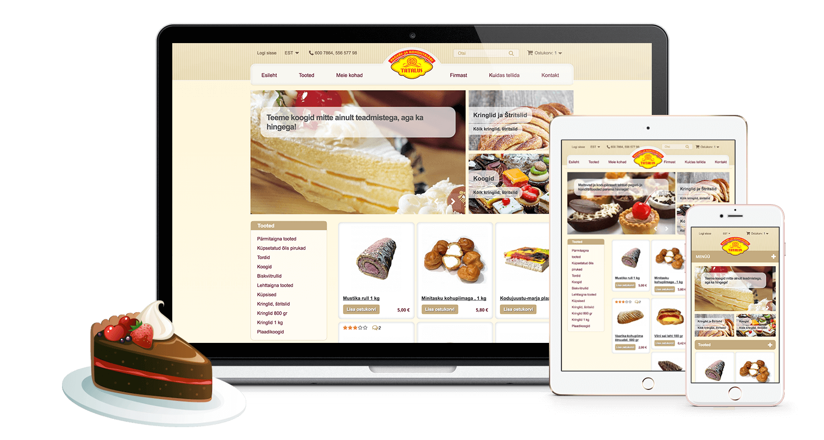 Сайт пекарни Tatalus, разработанный студией iWeb, с удобной навигацией и аппетитными изделиями