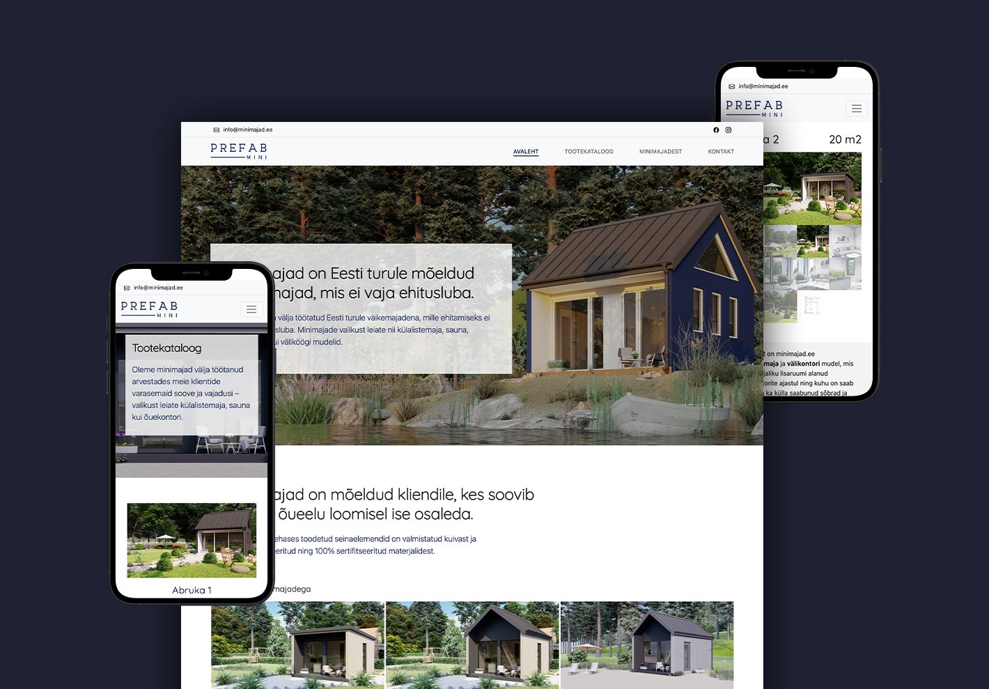 Предпросмотр веб-сайта Minimajad, созданного студией iWeb, специализирующейся на продаже компактных домов